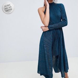 ASOS DESIGN Asymmetrical One Sleeved Plisse Dress